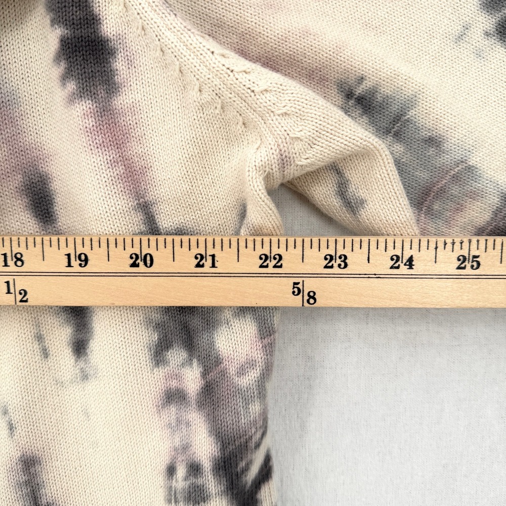 CYNTHIA ASHBY Frank Tie Dye Cardigan Women Medium Cream Gray Open Front Sweater - Picture 11 of 13